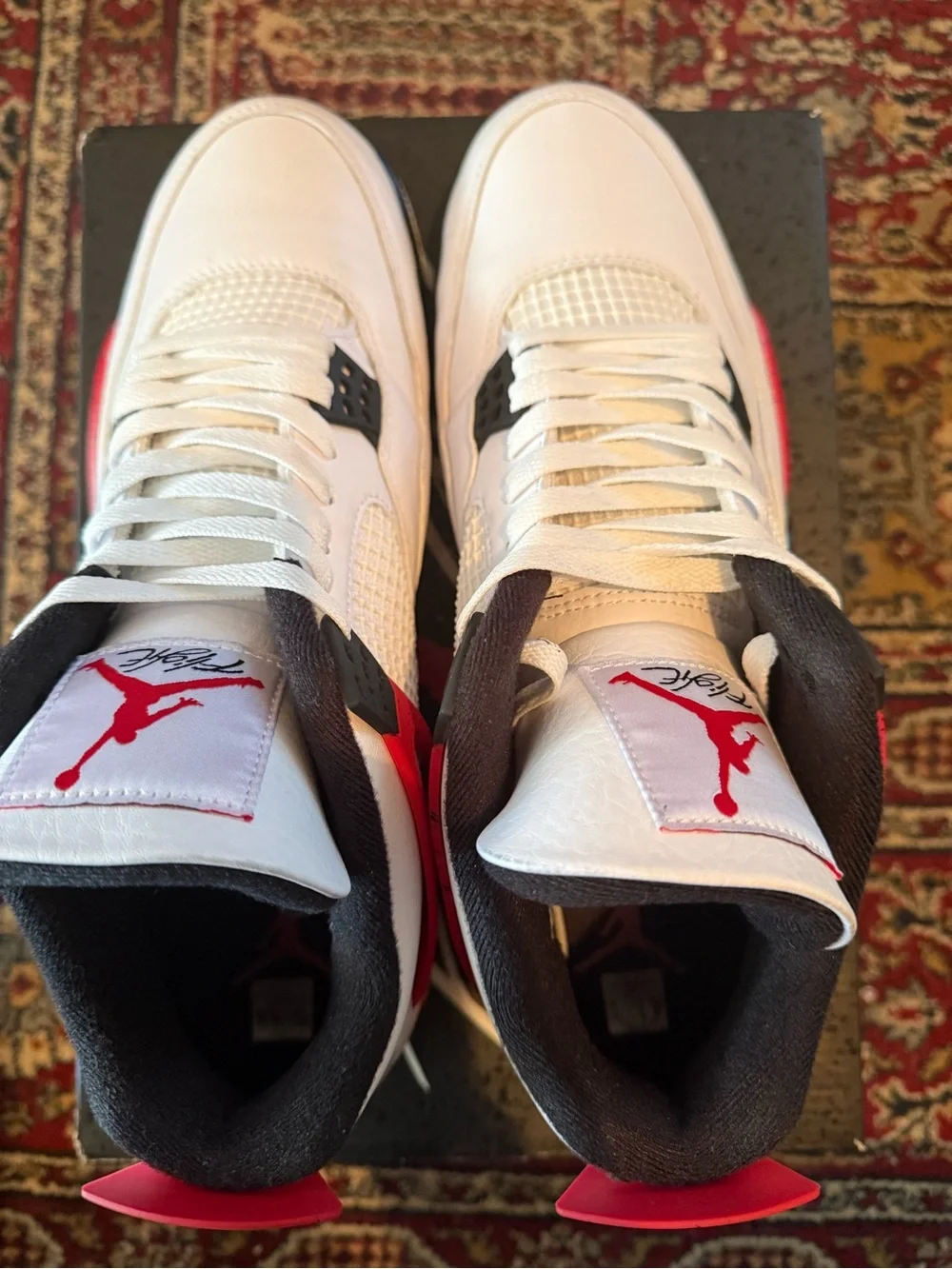 Jordan 4 Retro Red Cement - Mens Sneakers - White, Red, Black